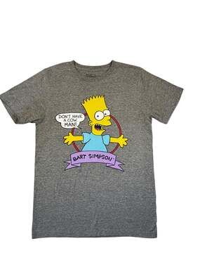 The Simpsons Bart Simpson 'Don't Have A Cow Man' Grey Graphic T-Shirt 2017